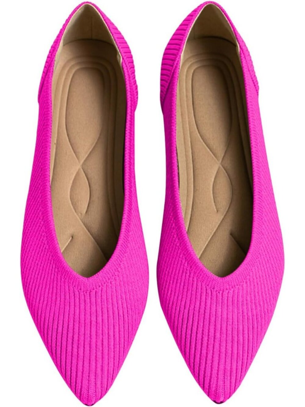 Stylish Women's Pointed Toe Knit Ballet Flats - Comfortable Slip-On Dress Shoes